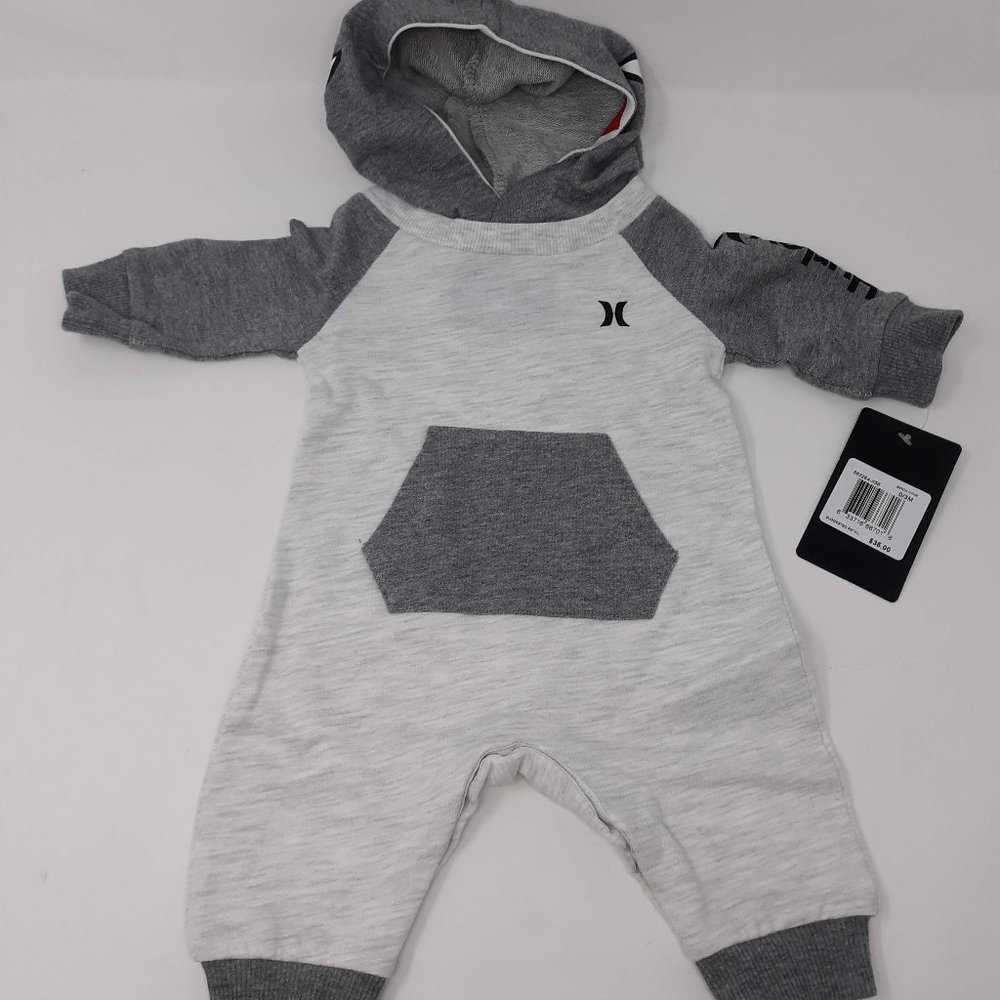 Hurley Baby Boys' Long Sleeve Hooded Coverall, Bir